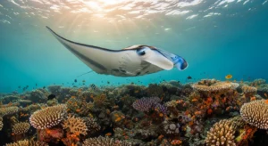 manta underwater Komodo National Park